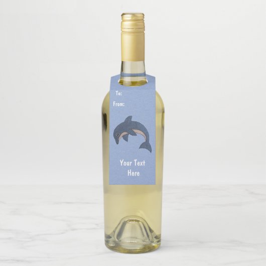 おもしろいキラキラ色ダークブルーホワイトジャンピングドルフィン ボトルネックタグ (ボトル)