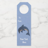 おもしろいキラキラ色ダークブルーホワイトジャンピングドルフィン ボトルネックタグ (正面)