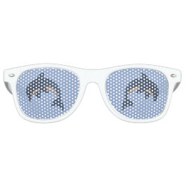 おもしろいキラキラ輝く青いイルカの白いきらめきをジャンプ レトロサングラス