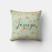 おもしろいキラキラ輝く黄金パイナップルパーソナライズされた クッション (正面)