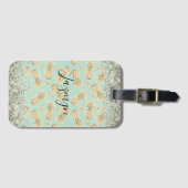 おもしろいキラキラ輝く黄金パイナップルパーソナライズされた ラゲッジタグ (正面横)