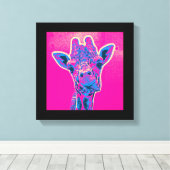 おもしろいキリンが舌を出した キャンバスプリント (インサイチュ (ウッドフロア))