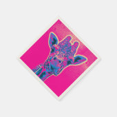 おもしろいキリンが舌を出した スタンダードカクテルナプキン (角)