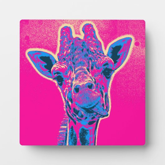 おもしろいキリンが舌を出した フォトプラーク (正面)