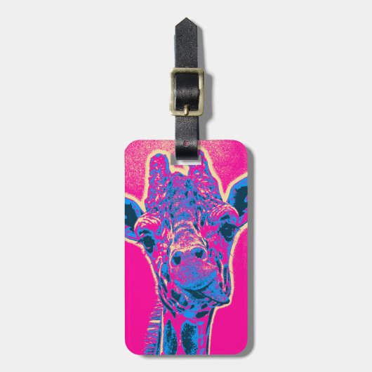 おもしろいキリンが舌を出した ラゲッジタグ (正面縦)