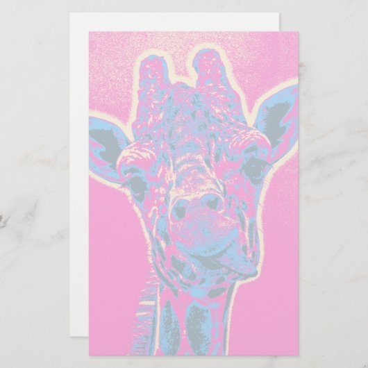 おもしろいキリンが舌を出した 便箋 (正面/裏面)