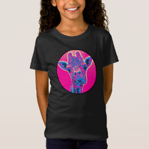 おもしろいキリンが舌を出した Tシャツ
