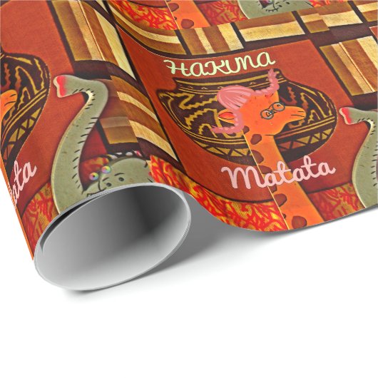 おもしろいキリンと文字カッコいいハクナマタタ ラッピングペーパー (ロールコーナー)