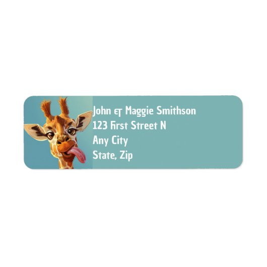 おもしろいキリンの舌動物を突き出す姿勢 ラベル (正面)