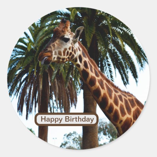 おもしろいキリン与えはラズベリーだ ラウンドシール (正面)