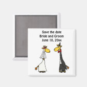 おもしろいキリン新郎新婦結婚の芸術 マグネット (正面/裏面)