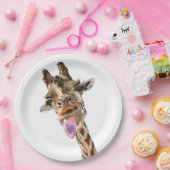 おもしろいキリン舌アウトとウイよくはしゃぐク – おもしろい ペーパープレート (パーティー)