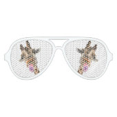 おもしろいキリン舌アウトとウイよくはしゃぐク – スマイル アビエーターサングラス (正面)