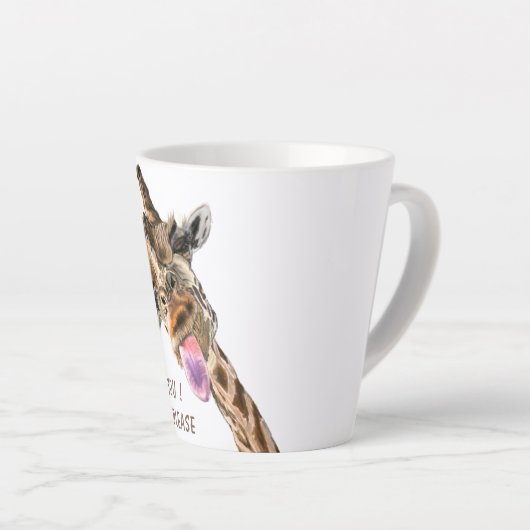 おもしろいキリン舌アウトとウイよくはしゃぐク – スマイル カフェラテマグ (右アングル)