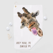 おもしろいキリン舌アウトとウイよくはしゃぐク – スマイル ゴルフタオル (インサイチュ)