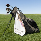 おもしろいキリン舌アウトとウイよくはしゃぐク – スマイル ゴルフタオル (グリーン)