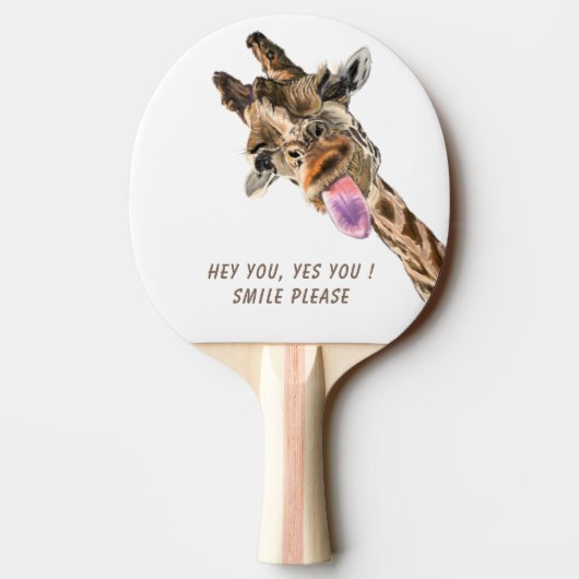 おもしろいキリン舌アウトとウイよくはしゃぐク – スマイル 卓球ラケット (裏面)