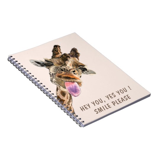 おもしろいキリン舌アウトよくはしゃぐノートスマイル ノートブック (右側)