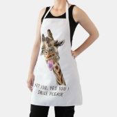 おもしろいキリン舌アウトスマイル-カスタム文字 エプロン (インサイチュ)