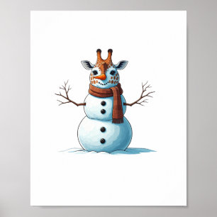 おもしろいキリン雪だるまスカーフ クリスマス レディース メンズ ポスター