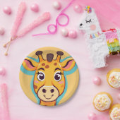 おもしろいキリン顔サファリワイルドジャングルバースデーパーティー ペーパープレート (パーティー)