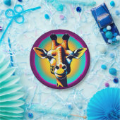 おもしろいキリン顔サファリワイルドジャングルバースデーパーティー ペーパープレート (パーティー)