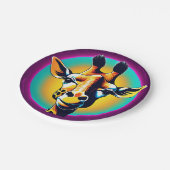 おもしろいキリン顔サファリワイルドジャングルバースデーパーティー ペーパープレート (アングル)