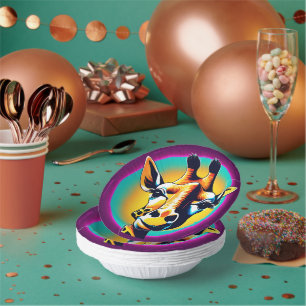おもしろいキリン顔サファリワイルドジャングルバースデーパーティー ペーパーボウル