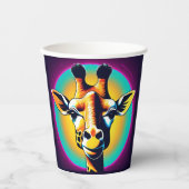 おもしろいキリン顔サファリワイルドジャングルバースデーパーティー 紙コップ (正面)