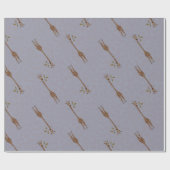 おもしろいキリン食べズリーフパターンブルーサファリ ラッピングペーパー (フラット)