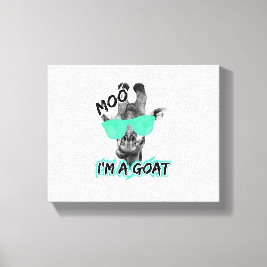 おもしろいキリンTシャツ モー 私はヤギ ゆかいな動物園の動物 キャンバスプリント (正面)