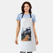 おもしろいキリンUFO動物園の動物の風変わりミームグラフィック エプロン (着用した状態)