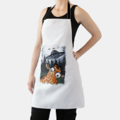 おもしろいキリンUFO動物園の動物の風変わりミームグラフィック エプロン (インサイチュ)