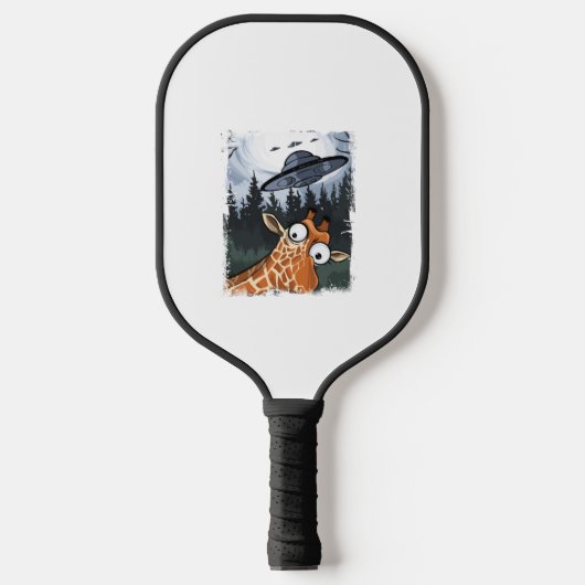 おもしろいキリンUFO動物園の動物の風変わりミームグラフィック ピックルボールラケット (正面)