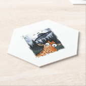 おもしろいキリンUFO動物園の動物の風変わりミームグラフィック ペーパーコースター (アングル)