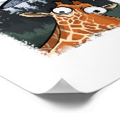 おもしろいキリンUFO動物園の動物の風変わりミームグラフィック ポスター (角)