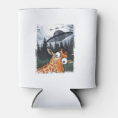 おもしろいキリンUFO動物園の動物の風変わりミームグラフィック 缶クーラー (正面)