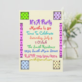 おもしろいキルト誕生日パーティーの招待 招待状 (スタンド正面)