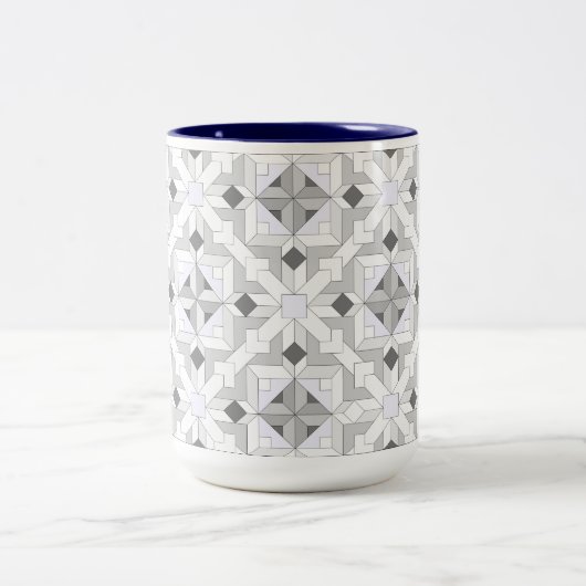 おもしろいキルト2 – コーパターン(の模様が)あるヒーマグ ツートーンマグカップ (中央)