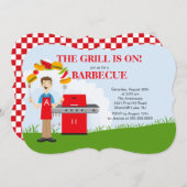 おもしろいキングオブザグリルバーベキューパーティの招待状 招待状 (正面/裏面)