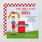おもしろいキングオブザグリルバーベキューパーティの招待状 招待状 (正面/裏面)