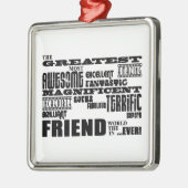 おもしろいギフトお友達素晴らしへ メタルオーナメント (左)