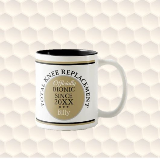 おもしろいギフト~バイオニック膝置換マグカップ ツートーンマグカップ
