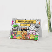 おもしろいギャング猫誕生日カード カード (正面)