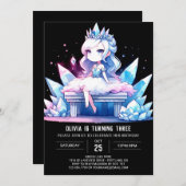 おもしろいクイーンプリンセス誕生日 招待状 (正面/裏面)