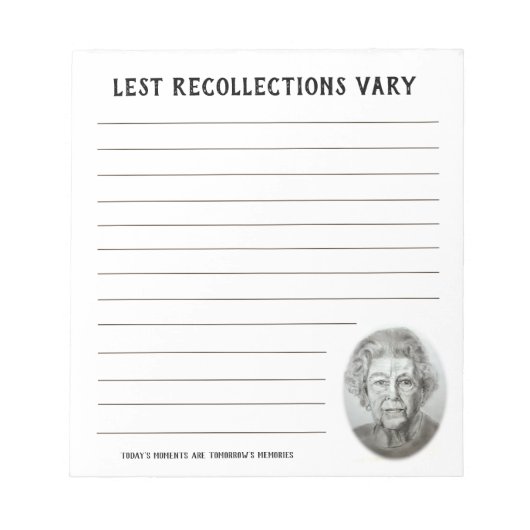 おもしろいクイーン王室のエリザベスカスタム文字ノートパッド ノートパッド (正面)