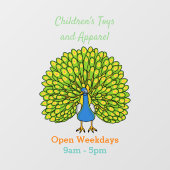 おもしろいクジャク鳥イラストレーション ウィンドウサイン (シート)