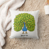 おもしろいクジャク鳥イラストレーション クッション (ブランケット)