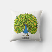 おもしろいクジャク鳥イラストレーション クッション (裏面)