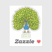 おもしろいクジャク鳥イラストレーション シール (シート)